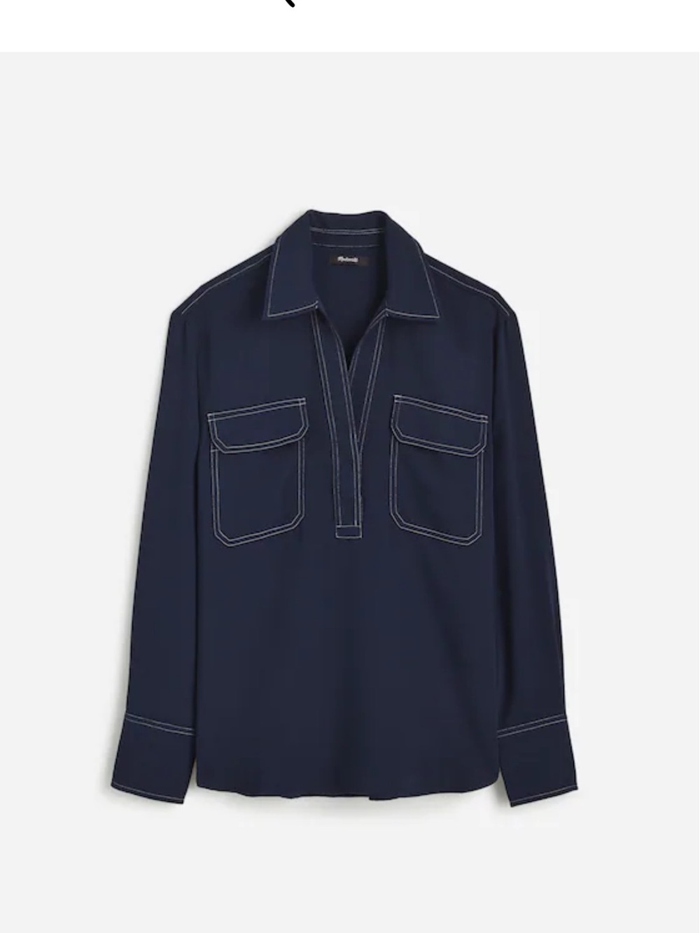 Madewell Navy Contrast-Stitch Long-Sleeve Shirt